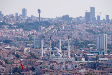 Kocatepe Camii manzarası. Ankara, Türkiye - 16 Ağustos 2023.