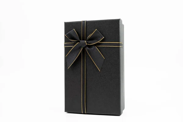 Черный Подарок Пакет Изолирован Белом Фоне — стоковое фото