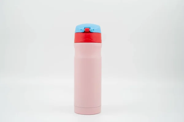 Рожева Пляшка Води Термос Ізольована Білому Тлі — стокове фото