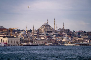 Süleyman Camii, İstanbul 'da bulunan Osmanlı İmparatorluk Camii. İstanbul, Türkiye - 23 Aralık 2023.
