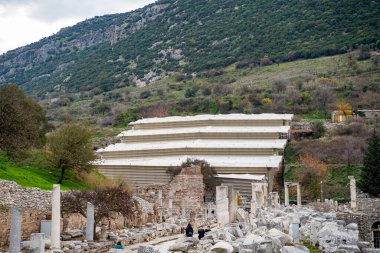 Ephesus 'taki teras Roma döneminde zenginlerin nasıl yaşadığını gösteriyor. İzmir, Türkiye - 2 Ocak 2024.
