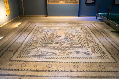 Gaziantep Zeugma Mozaik Müzesi 'nde Afrodit Mozaiğinin Doğuşu. Gaziantep, Türkiye - 4 Aralık 2023.