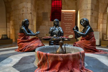 Gaziantep Hamam Müzesi 'nin (Bath Museum) iç manzarası. Gaziantep, Türkiye - 4 Aralık 2023.