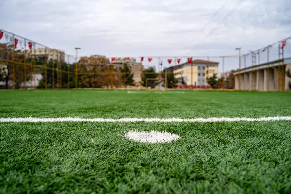 Punkt Karny Boisku Piłki Nożnej Sztucznej Trawy — Zdjęcie stockowe