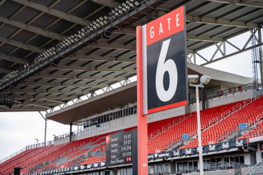 BMO Field, Sergi Salonu 'nda yer alan bir stadyumdur. Major League Soccer (MLS) takımlarından Toronto FC 'nin ana sahasıdır. Toronto, Kanada - 25 Mayıs 2024.