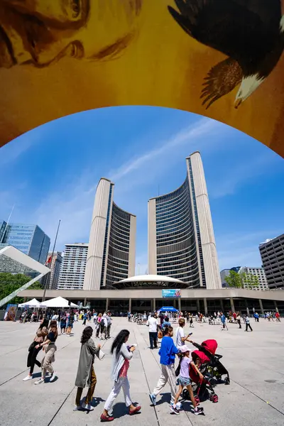 stock image View of City Hall from Nathan Philips Square. Toronto, Canada - May 26, 2024.