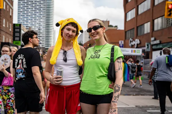 stock image The couple at the Pride Weekend Festival on Church Street. Toronto, Canada - Jun 29, 2024.