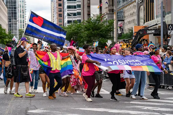 stock image Participants at the 2024 Annual Pride Parade in Downtown Toronto. Toronto, Canada - Jun 30, 2024.