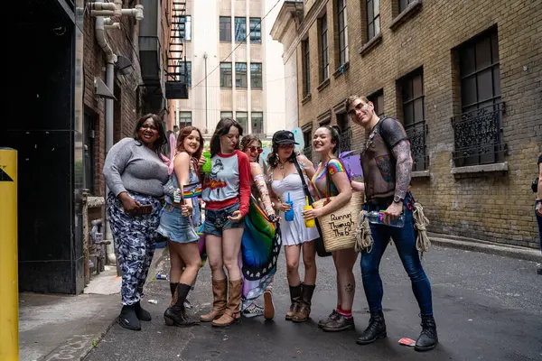 stock image Spectators at the 2024 Annual Pride Parade in Downtown Toronto. Toronto, Canada - Jun 30, 2024.