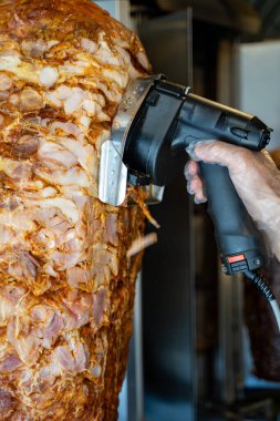 Profesyonel elektrikli jiroskop dilimleyici tavuk donör kebap bıçağı..