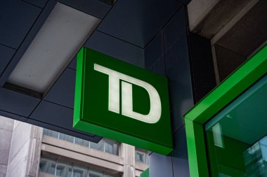 TD Bank logosu işareti. Toronto-Dominion Bank (TD), Kanada 'nın çok uluslu bankacılık ve finans hizmetleri şirketidir. Toronto, Kanada - 1 Ekim 2024.