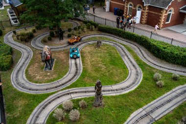 Toronto Adaları 'ndaki Centreville Lunaparkı' nın havadan görünüşü. Toronto, Kanada - 22 Ağustos 2024.