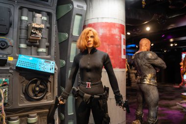 Scarlett Johansson's Black Widow statue at the Niagara Falls Movieland Wax Museum. Niagara Falls, Canada - September 20, 2024. clipart