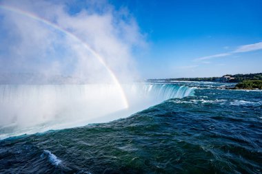 Gökkuşağıyla Niagara Şelalesi manzarası.
