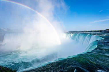 Gökkuşağıyla Niagara Şelalesi manzarası.