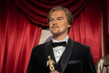 Leonardo DiCaprio balmumu heykeli Niagara Şelalesi Balmumu Müzesi 'nde. Niagara Şelalesi, Kanada - 20 Eylül 2024.