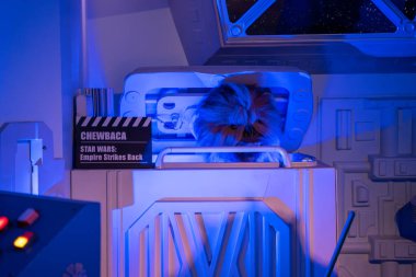 Chewbaca, Star Wars wax statue at the Niagara Falls Movieland Wax Museum. Niagara Falls, Canada - September 20, 2024. clipart