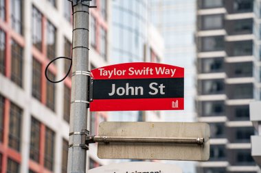 View of the Taylor Swift Way sign. Toronto street signs symbolically renamed in honor of the Taylor Swift. clipart