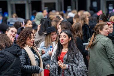 Crowd of people in front of Rogers Centre before Taylor Swift The Eras Tour Concert. Toronto, Canada - November 21, 2024. clipart