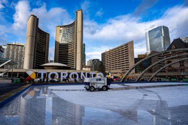 Ice resurfacer at Nathan Phillips Square. Toronto, Canada - December 6, 2024. clipart