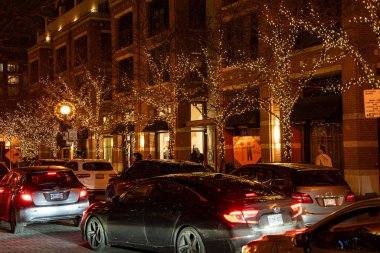 Yorkville Toronto seasonal holiday decorations with lights. Toronto, Canada - December 11, 2024. clipart