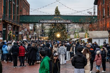 The Toronto Christmas Market at the Distillery District. Toronto, Canada - December 24, 2024. clipart