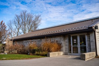 View of the Greater One Horned Rhinoceros building at the Toronto Zoo. Toronto, Canada - December 25, 2024. clipart