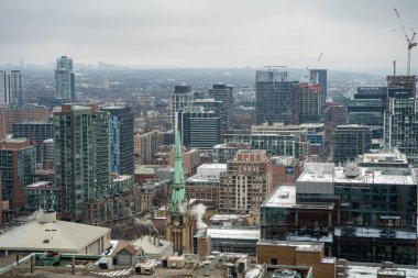 Toronto şehir merkezinin hava görüntüsü. Toronto, Kanada - 7 Ocak 2025.
