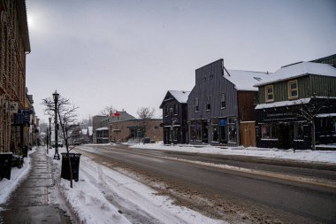 Ontario, Elora kasabasının kış manzarası. Elora, Kanada - 2 Ocak 2025.