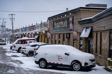 Winter view of the Marketplace building in the town of Fergus, Ontario. Fergus, Canada - January 2, 2025. clipart