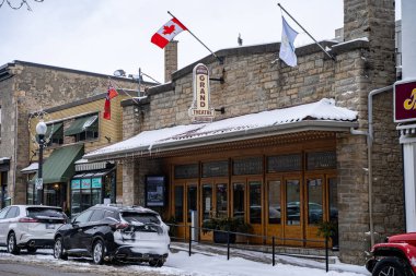 Winter view of the Grand Theater in the town of Fergus, Ontario. Fergus, Canada - January 2, 2025. clipart