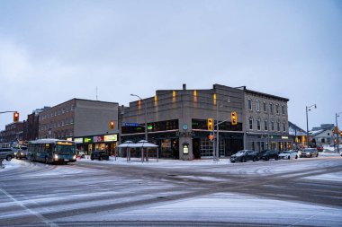 Kışın Ontario, Guelph caddelerinin manzarası. Guelph, Kanada - 2 Ocak 2025.