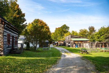 View of the Kawartha Settlers' Village historical site area in the town of Bobcaygeon. Kawartha Lakes, Canada - October 10, 2024. clipart