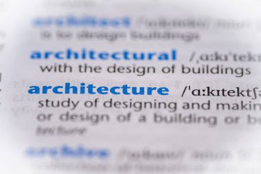 Sözlükte mimari bir kelime var. Seçici odak, kapat.