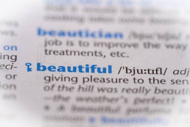 Sözlükte güzel bir kelime. Seçici odak, kapat.