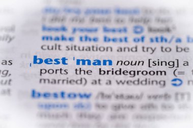 Sözlükte sağdıç kelimesi. Seçici odak, kapat.