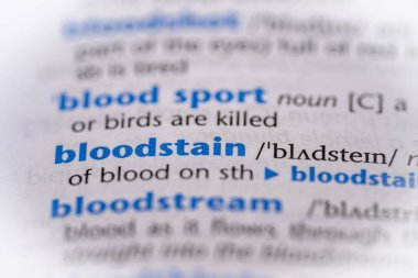 Sözlükte kan lekesi var. Seçici odak, kapat.