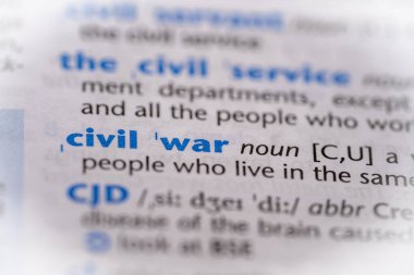 Sözlükte iç savaş kelimesi var. Seçici odak, kapat.