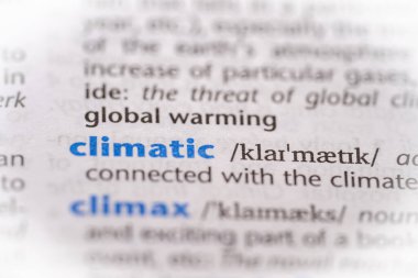 Sözlükte iklimsel bir kelime. Seçici odak, kapat.