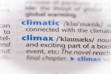 Sözlükte doruk sözcüğü. Seçici odak, kapat.