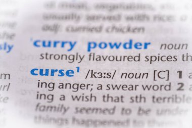 Sözlükteki lanet kelime. Seçici odak, kapat.