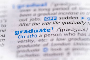 Sözlükte mezun olmuş bir kelime. Seçici odak, kapat.