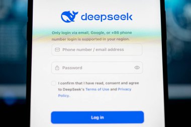 DeepSeek Yapay Zeka başvuru sitesi. Toronto, Kanada - 28 Ocak 2025.