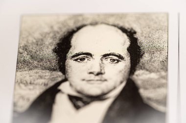 John Franklin 'in bir tarih kitabındaki portresi. Toronto, Kanada - 29 Ocak 2025.