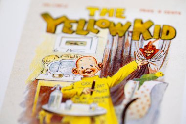 Çizgi romandaki Sarı Çocuk. Toronto, Kanada - 29 Ocak 2025.