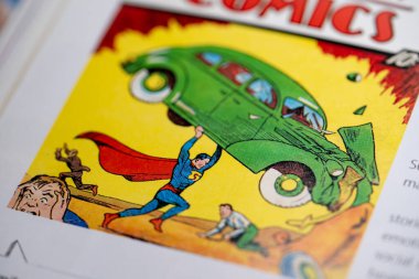 Çizgi romandaki Süpermen. Toronto, Kanada - 29 Ocak 2025.