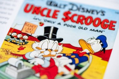 Scrooge Amca, sadece çizgi romandaki fakir bir yaşlı adam. Toronto, Kanada - 29 Ocak 2025.