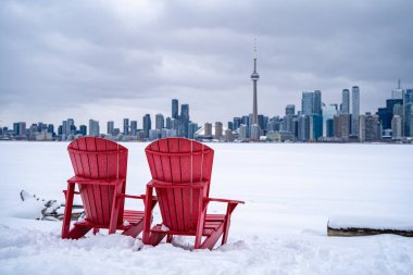 Toronto Adaları 'nın karla kaplı kış manzarası.