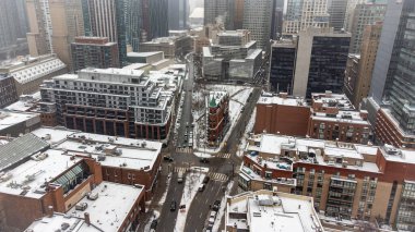 Aerial winter view of downtown Toronto and Gooderham Building. clipart