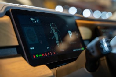 Rivian R2 'nin 2025 Kanada Uluslararası Otomobil Fuarı' ndaki gösterge paneli. Toronto, Kanada - 14 Şubat 2025.